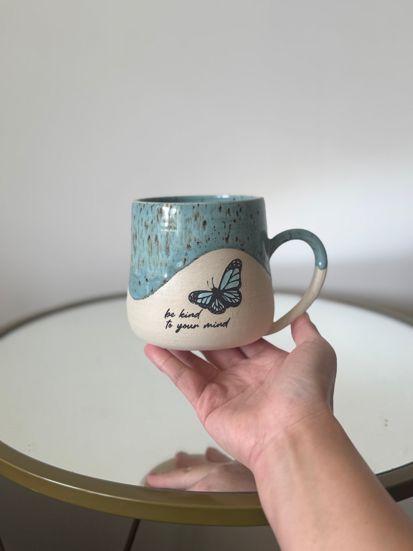 Be Kind to Your Mind – Blue Speckle Mug