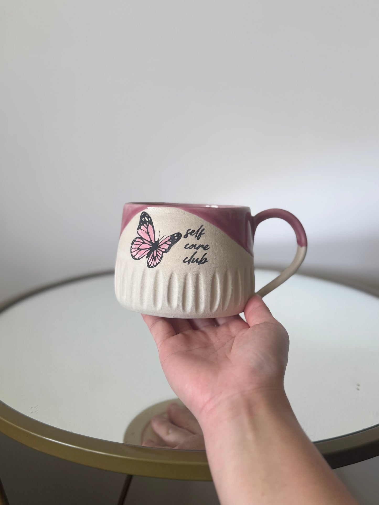 Self Care Club – Pink Butterfly Mug