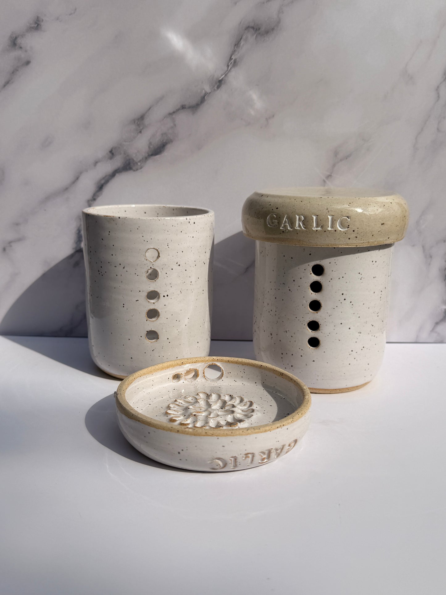 Garlic Keeper, Grater & Herb Stripper