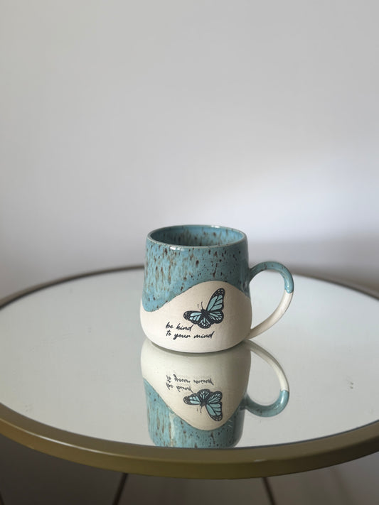 Be Kind to Your Mind – Blue Speckle Mug