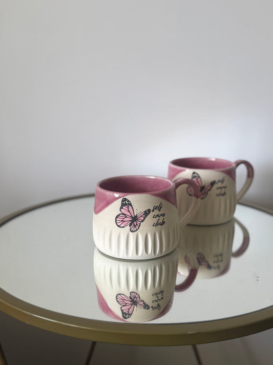 Self Care Club – Pink Butterfly Mug