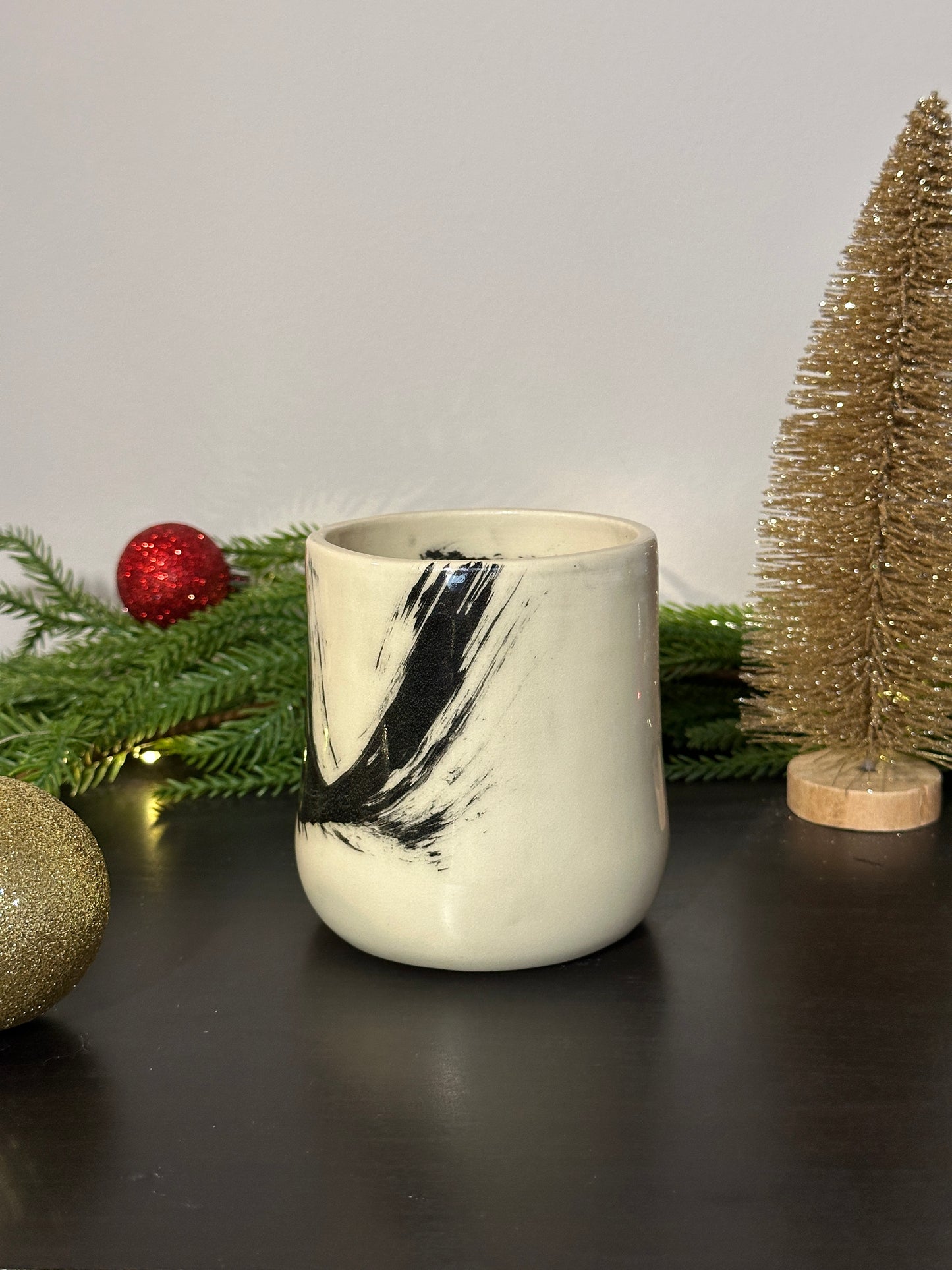 Black Paint Stroke Wine Tumbler