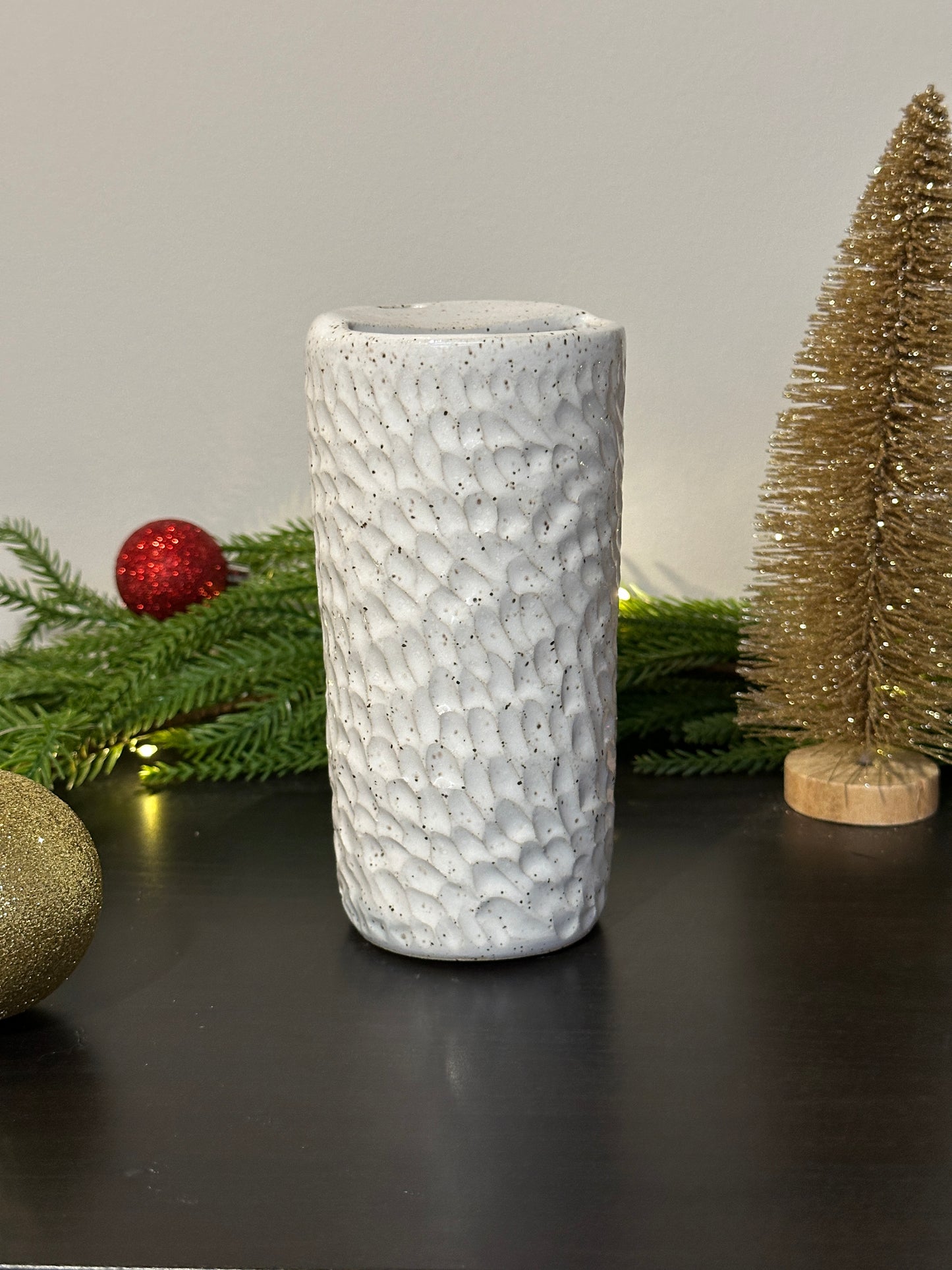 White Speckle Textured Travel Cup