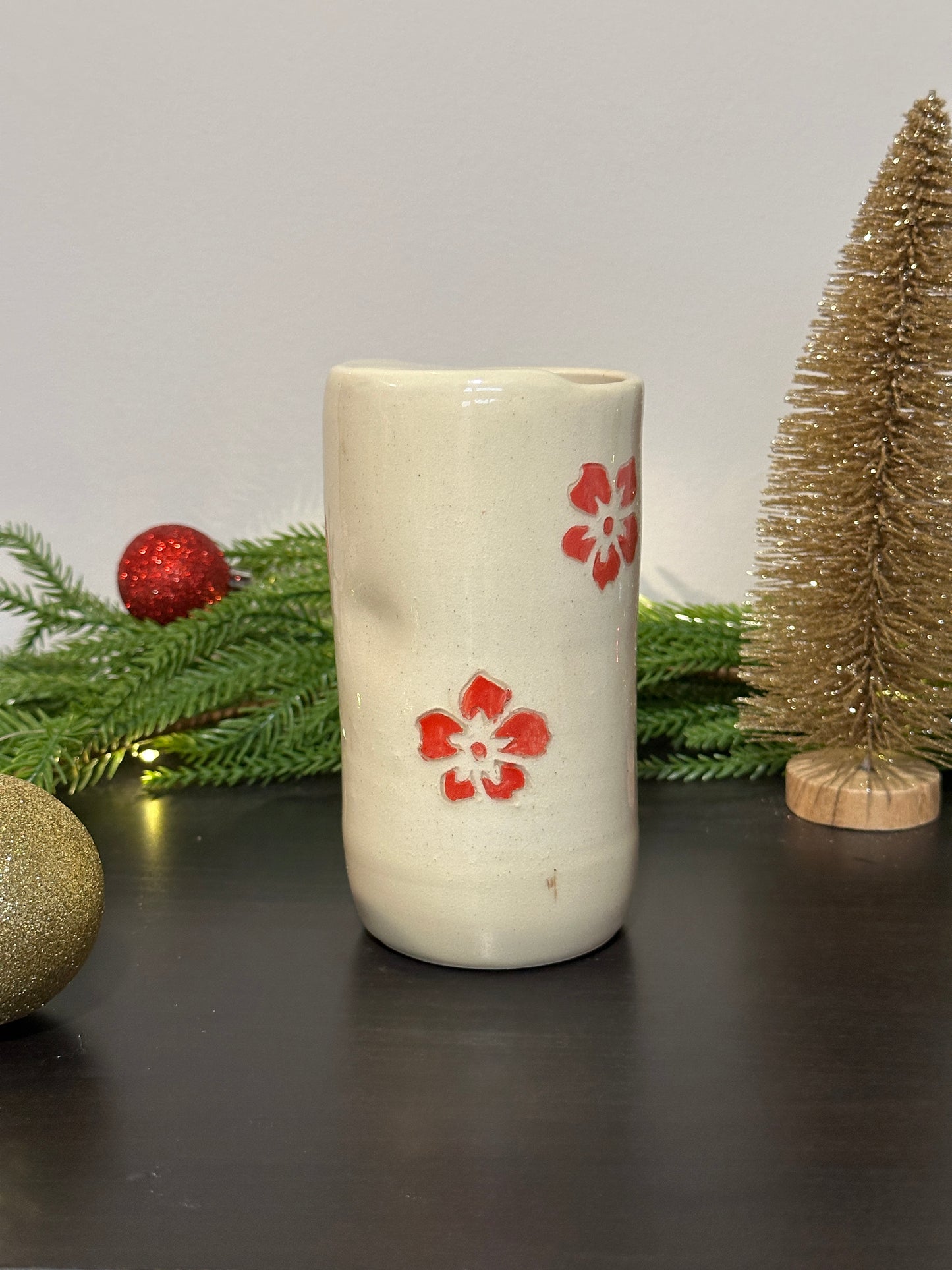 White & Red Cherry Blossom Travel Cup